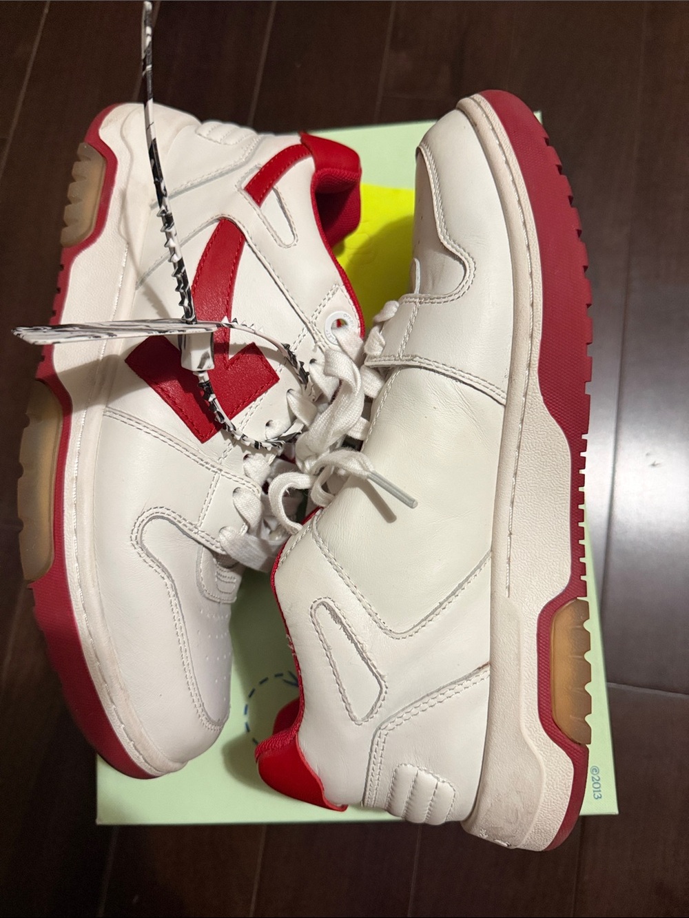 Off-White White Sneakers with Red Interior Accents